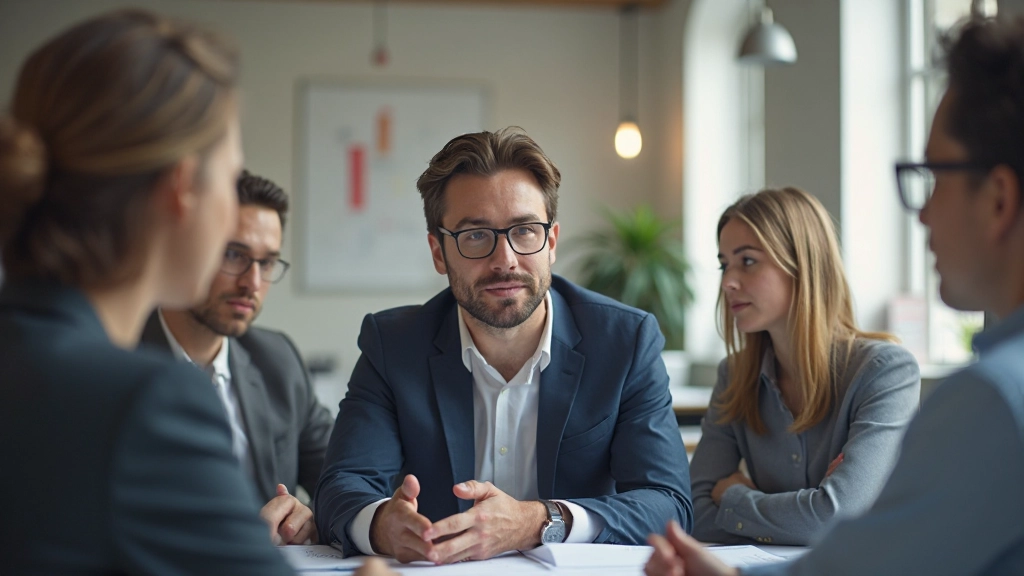 Предприниматель обсуждает бизнес-стратегию с партнерами