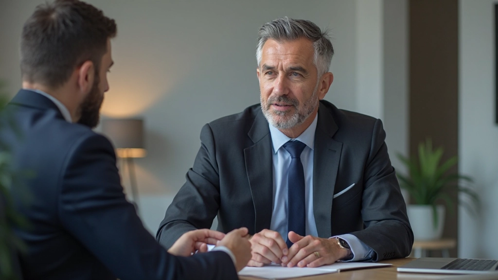 Консультант по инвестициям проводит консультацию с клиентом о финансовом плане