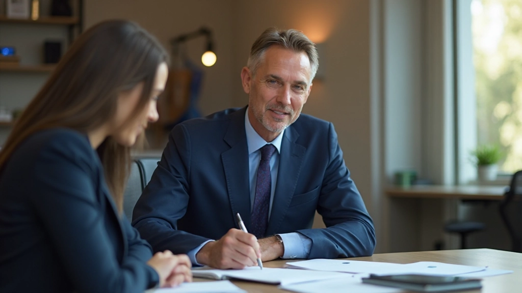 Финансовый консультант проводит сессию планирования с клиентом, используя графики и расчеты