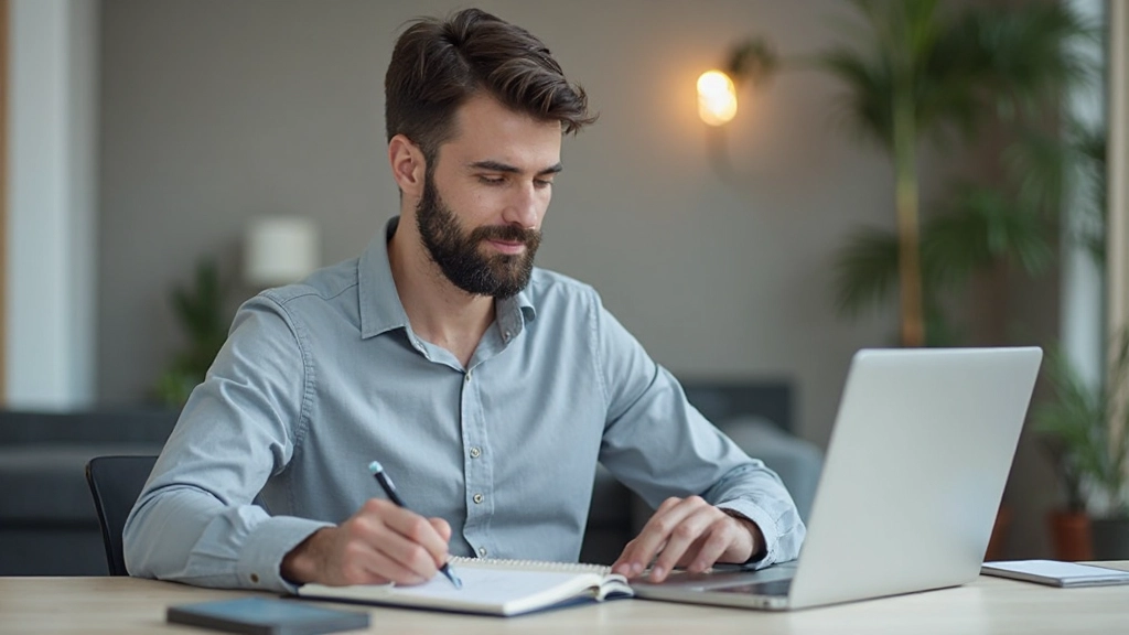 Молодой предприниматель работает над бизнес-планом