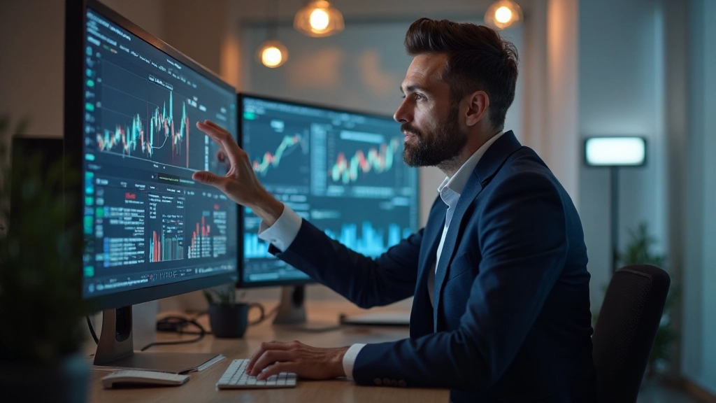 Экран с графиками финансовых данных и диаграммами анализа инвестиций