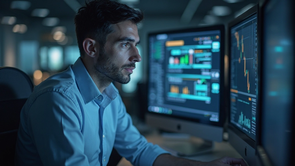 Специалист по кибербезопасности работает