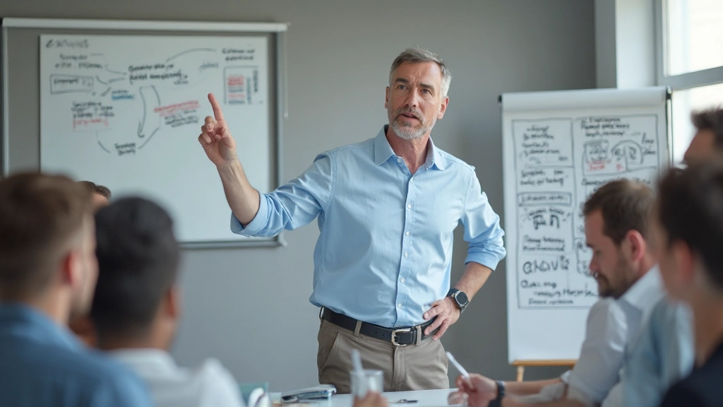 Профессионал проводит обучающий семинар с сотрудниками компании