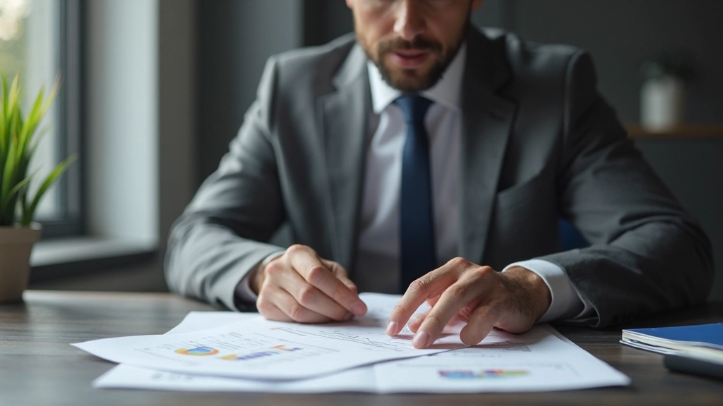 Финансовый консультант, работающий с инвестиционным портфелем в офисе