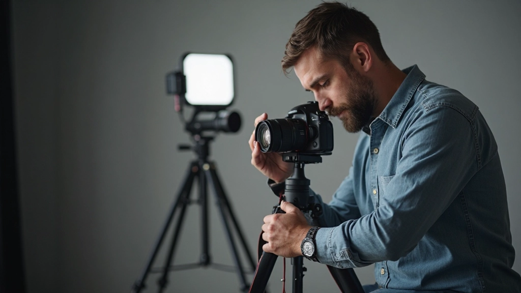 Профессиональное оборудование для фотографии с камерой и объективами на столе
