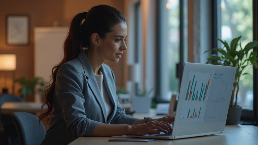 Молодой предприниматель, анализирующий финансовые данные на экране компьютера