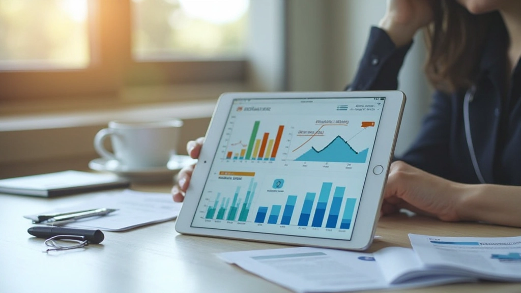 Профессиональная рабочая зона с планшетом, графиками и финансовыми документами